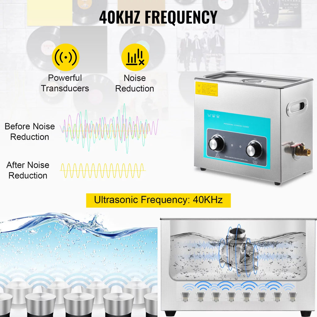 BENTISM Ultrasonic Vinyl Record Cleaner Vinyl Ultrasonic Cleaning Machine 6L Knob
