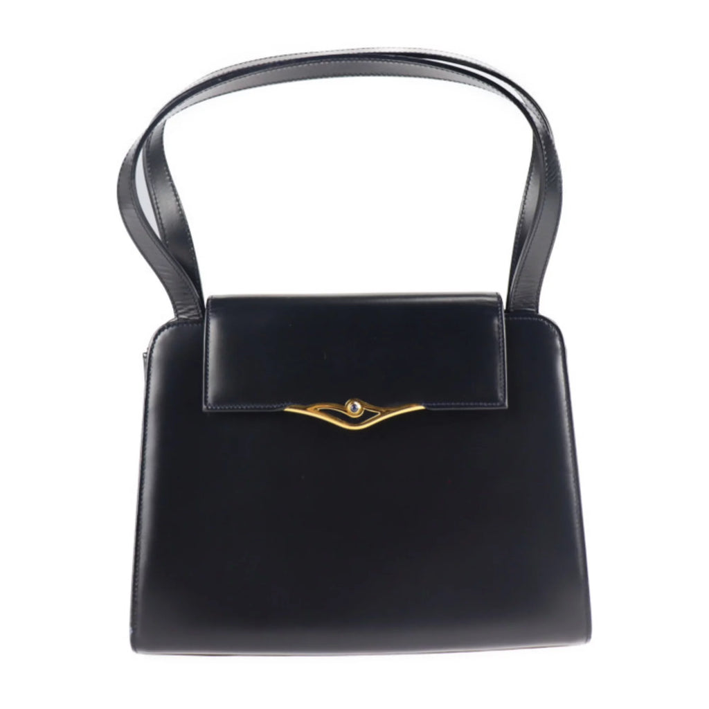 Previously Owned CARTIER Cartier sapphire line handbag calf dark navy mini bag (Good)