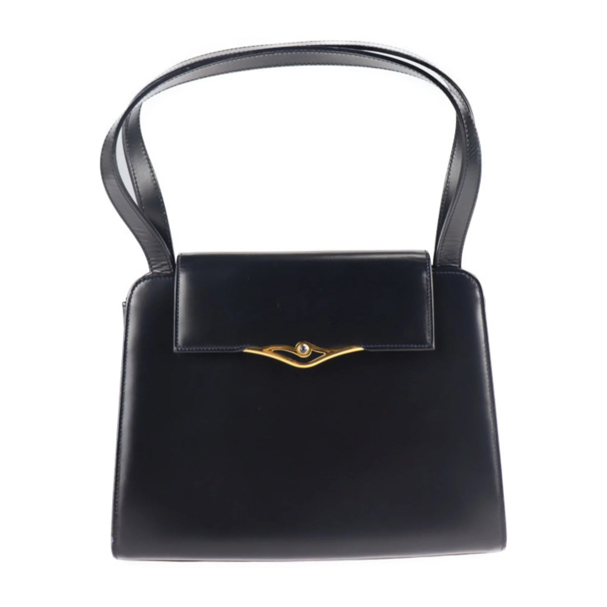 Previously Owned CARTIER Cartier sapphire line handbag calf dark navy mini bag (Good)