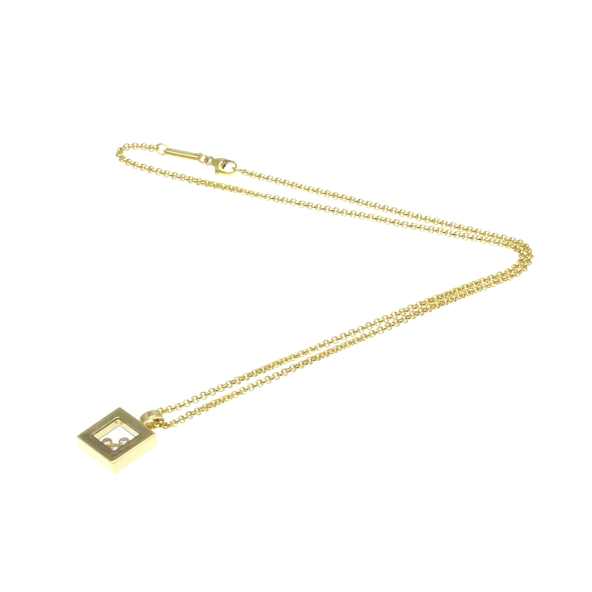 Previously Owned Chopard Happy Diamonds Square Necklace 79/3210 Yellow Gold (18K) Diamond Men,Women Fashion Pendant Necklace (Gold) (Good)