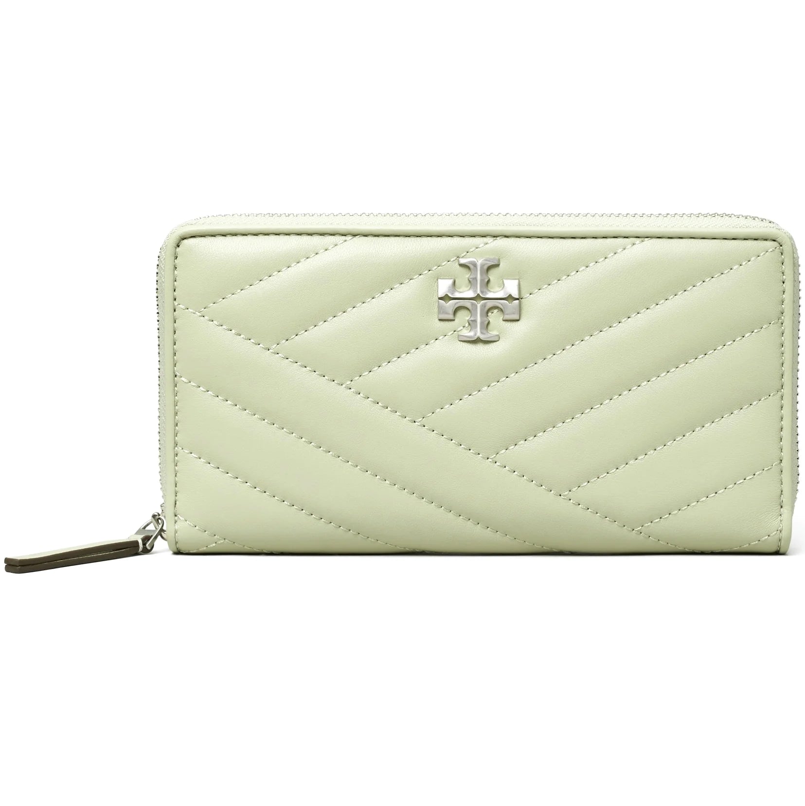 Tory Burch Female Kira Chevron Zip Continental Leather Wallet (Pine Frost)