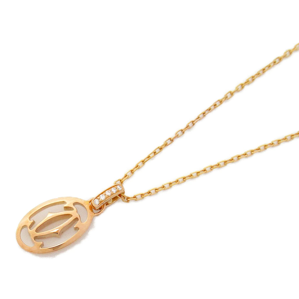 Secondhand CARTIER Logo double diamond Necklace Necklace Clear  K18PG(Rose Gold) Clear (Good)