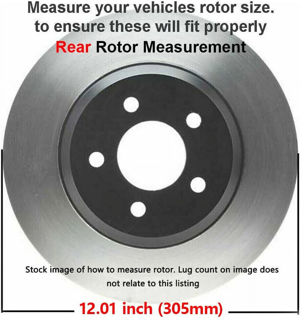 Detroit Axle - Rear Brake Kit for Dodge Grand Caravan Journey Chrysler Town & Country VW Routan Ram C/V [w/SINGLE Piston Calipers] Disc Brake Rotors Replacement Ceramic Brakes Pads: 12" inch Rotor