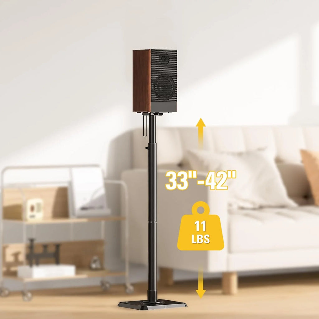XINRUI Speaker Stands Height Adjustable for Satellite & Small Bookshelf Speakers, Set of 2 Floor Stand Mount for Bose Polk JBL Sony Yamaha and Others - 11LBS Capacity MD5402