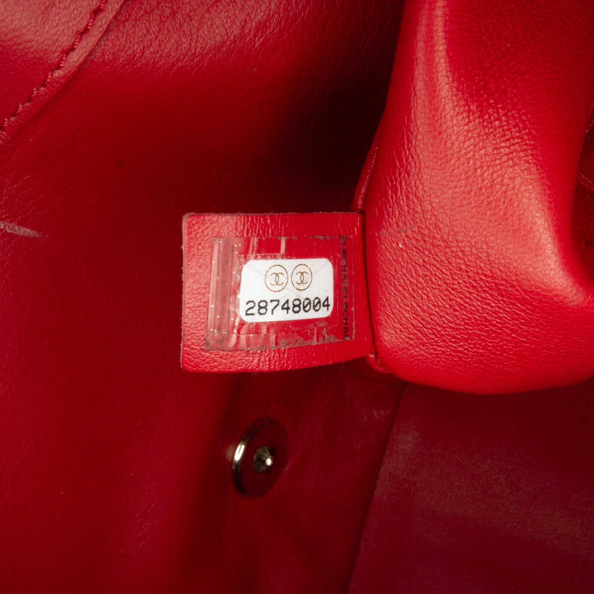 Previously Owned Authenticated Chanel Small Easy Carry Flap Bag Lambskin Leather Red Satchel Unisex (Good)