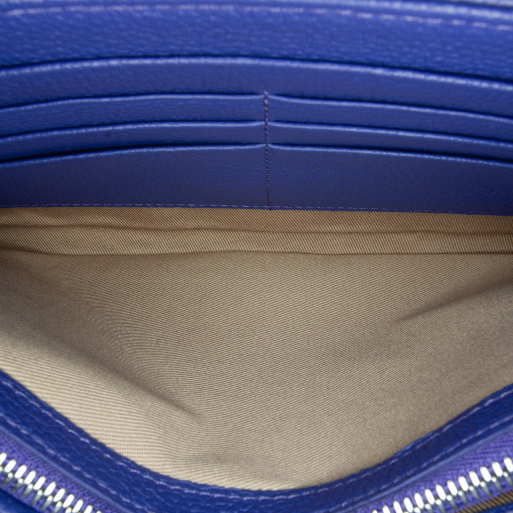 Previously Owned Authenticated MCM Studded Patricia Wallet on Chain Calf Leather Blue Crossbody Bag Unisex (Good)