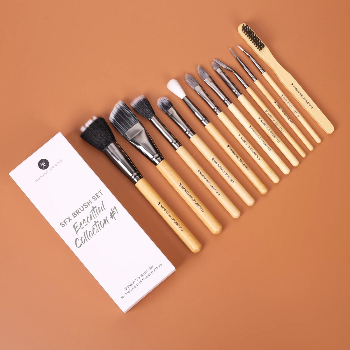 Narrative Cosmetics Essential SFX Makeup Brushes - 12 Piece Special Effects Makeup Brush Set - Collection #1
