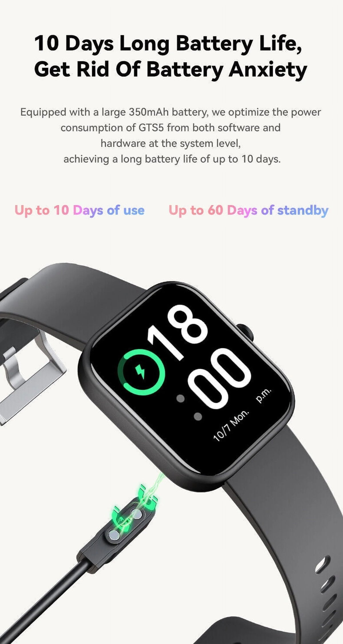 GTS5 Smart Watch Blood Pressure Fitness Tracker Women Men for Android and iOS Black