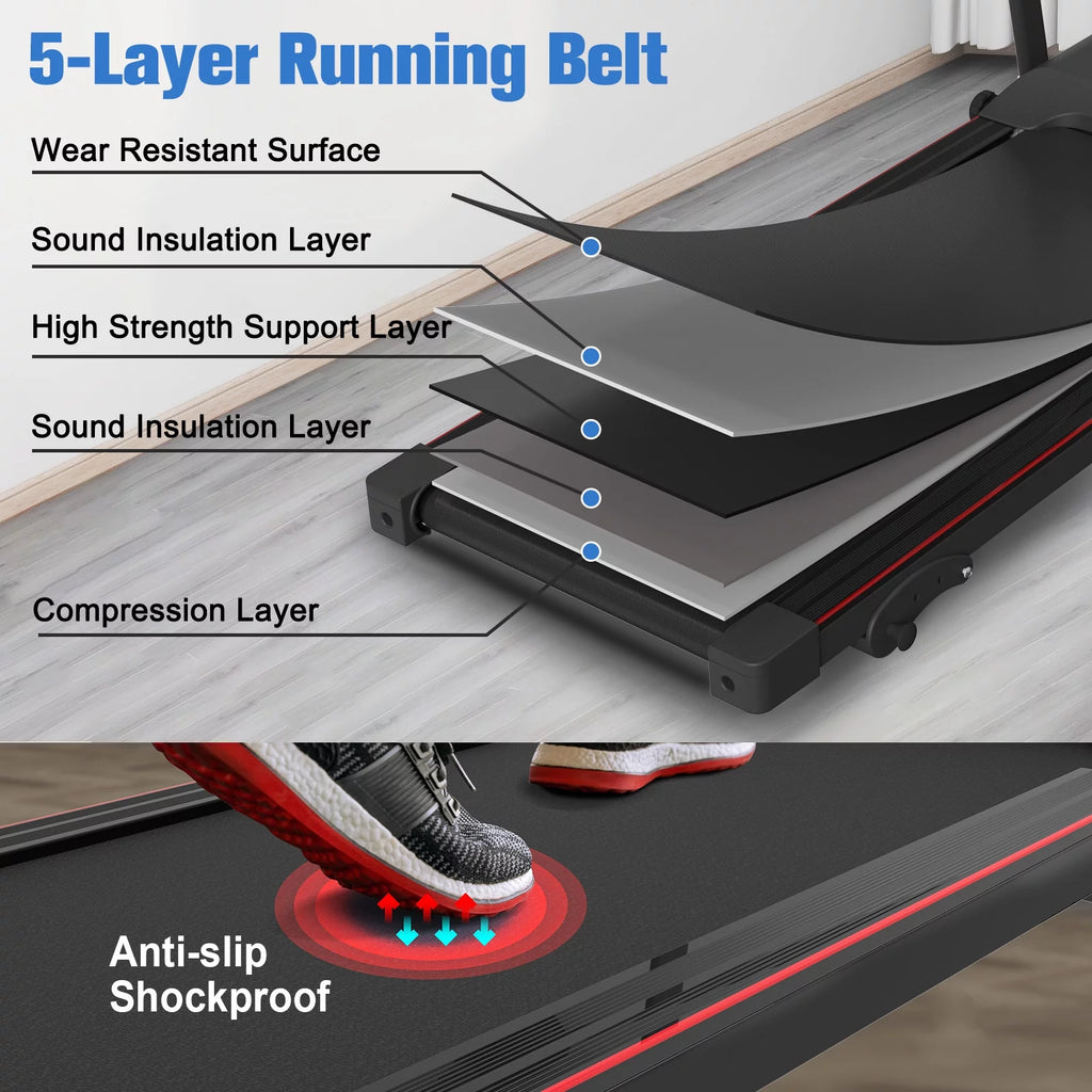 Relife Sports Foldable Treadmill with Incline 220lbs Walking Pad, 0.5-7.5mph, Black