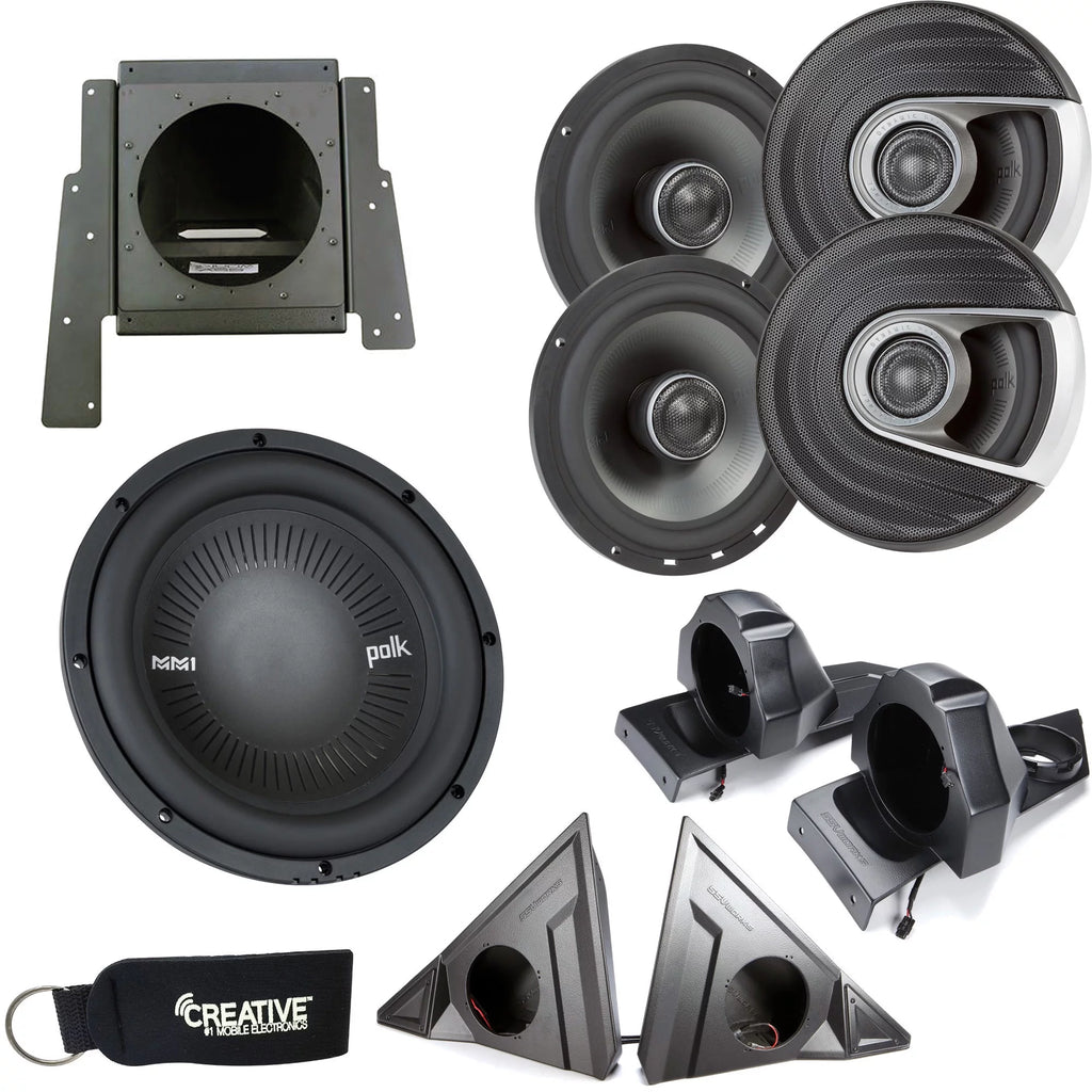 SSV Works For Polaris Slingshot - Front & Rear Speaker Pods with Polk MM652 Speakers & Sub Enclosure with MM1042SVC Sub