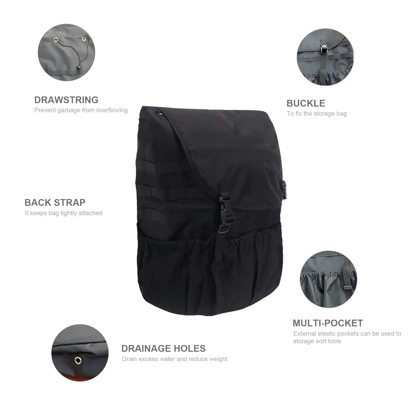 Multi-Pocket Spare Tire Trash Bag - Car Backpack Cargo Storage and Gear Organizer for Camping and Off-Road Travel