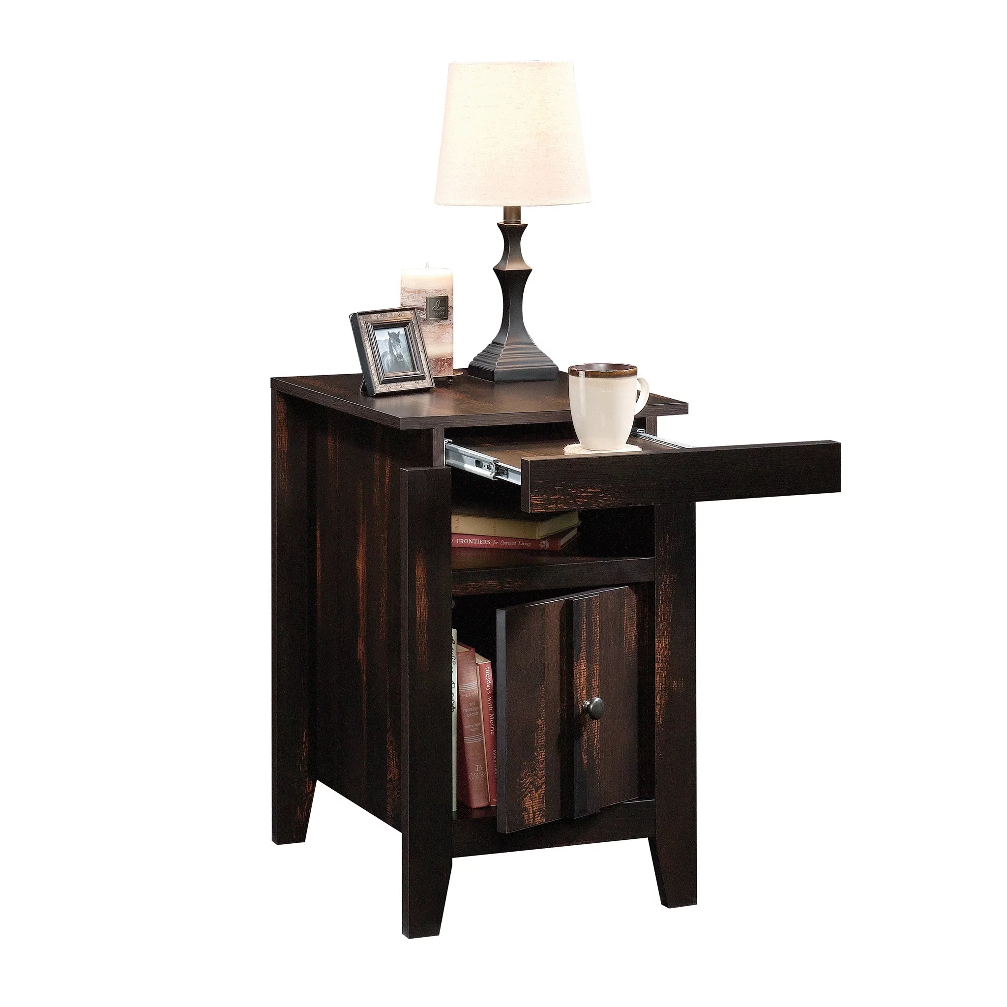 Sauder Dakota Pass End Table, Char Pine Finish