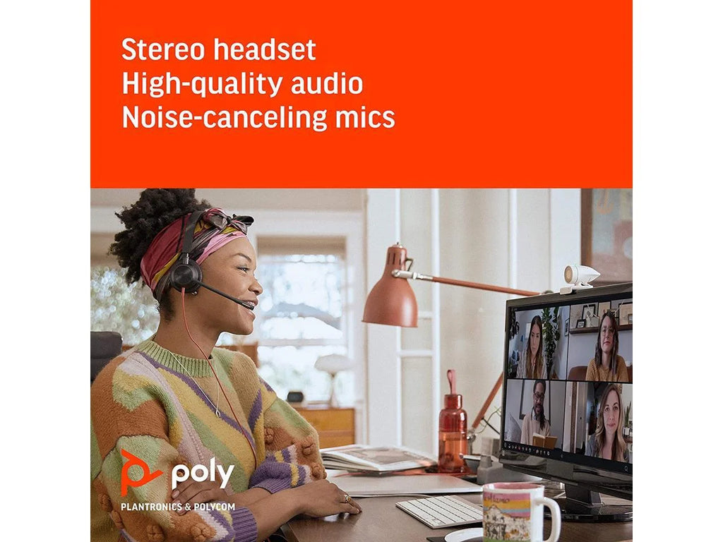 Poly - Studio P5 Webcam with Blackwire 3325 Headset Kit (Plantronics + Polycom) - 1080p HD Professional Video Conferencing Camera & Stereo Audio Wired Headset USB-A - Certified for Zoom & Teams