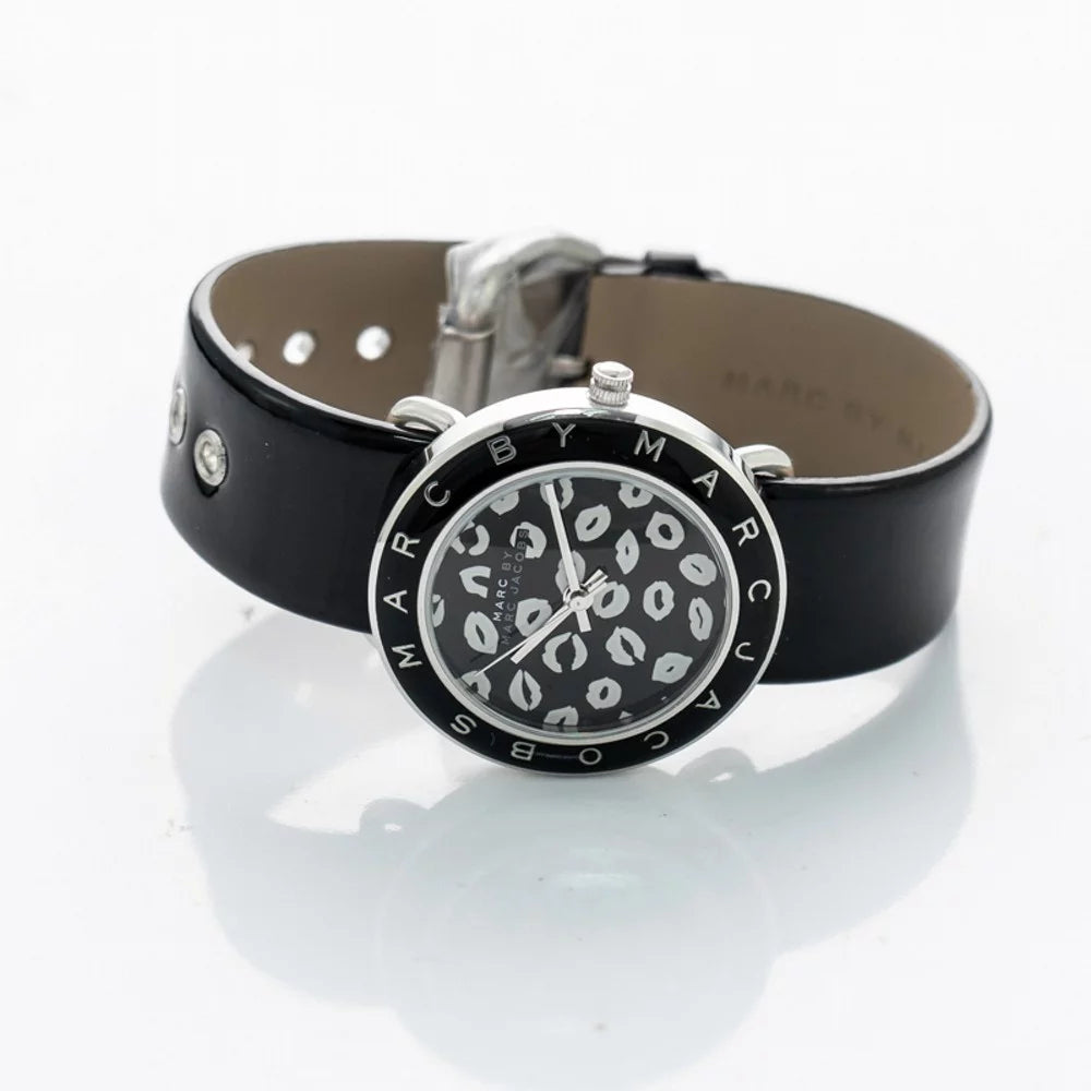 Marc By Marc Jacobs Female Amy Lips Black Leather Watch 36MM MBM1163