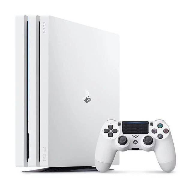 Sony PlayStation 4 Pro Glacier 1TB Gaming Console White, Headset 2 Controller With Cleaning Kit Like New