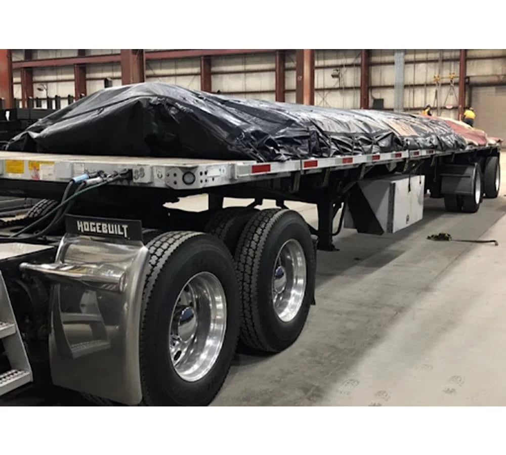 24' x 18' Black Metal Tarp for Heavy Duty Truck Cargo - 14 Oz Vinly Lightweight Flatbed Tarps with 8' Drop - Waterproof Tarp for Trailers to Protect Cargo from Wind, Rain, Snow and Sun