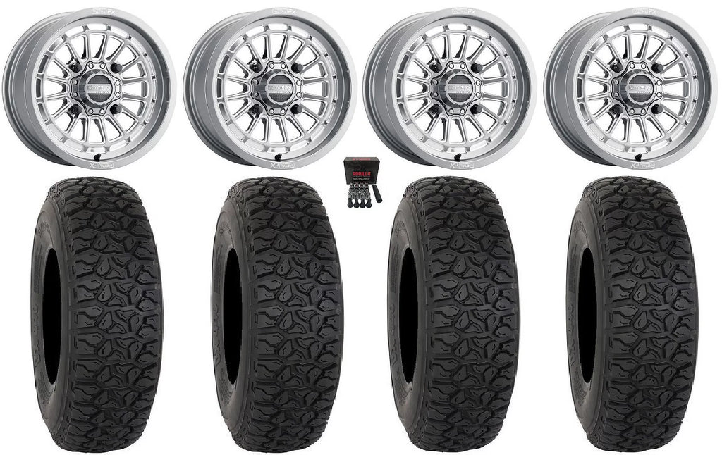 MetalFX Delta Contrast Cut 15" Wheels Gm 33" DX440 Tires Can-Am Maverick X3 / Honda Pioneer 1000 / Talon