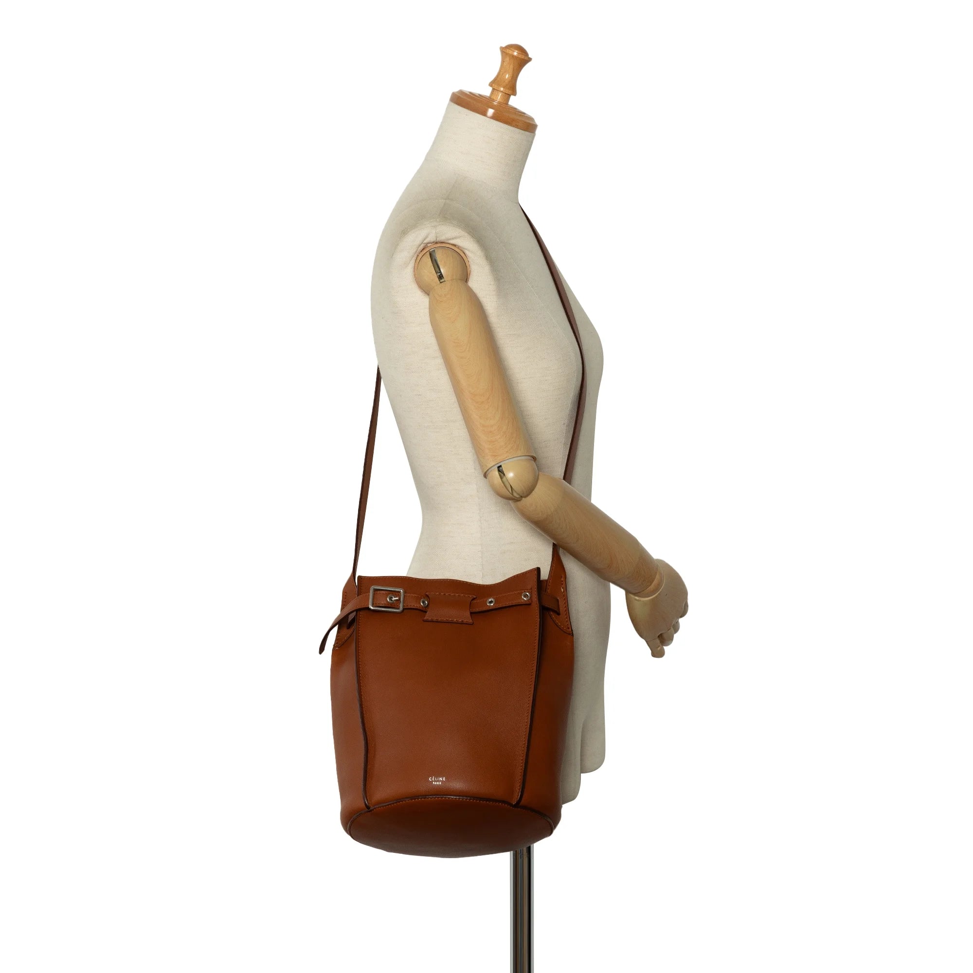 Secondhand Authenticated Celine Big Bag Bucket Calf Leather Brown Bucket Bag DrawstringBag Unisex (Good)