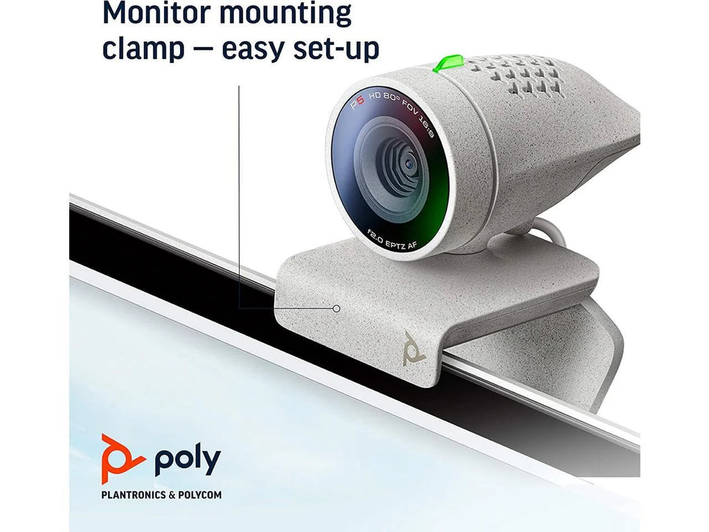 Poly - Studio P5 Webcam with Blackwire 3325 Headset Kit (Plantronics + Polycom) - 1080p HD Professional Video Conferencing Camera & Stereo Audio Wired Headset USB-A - Certified for Zoom & Teams