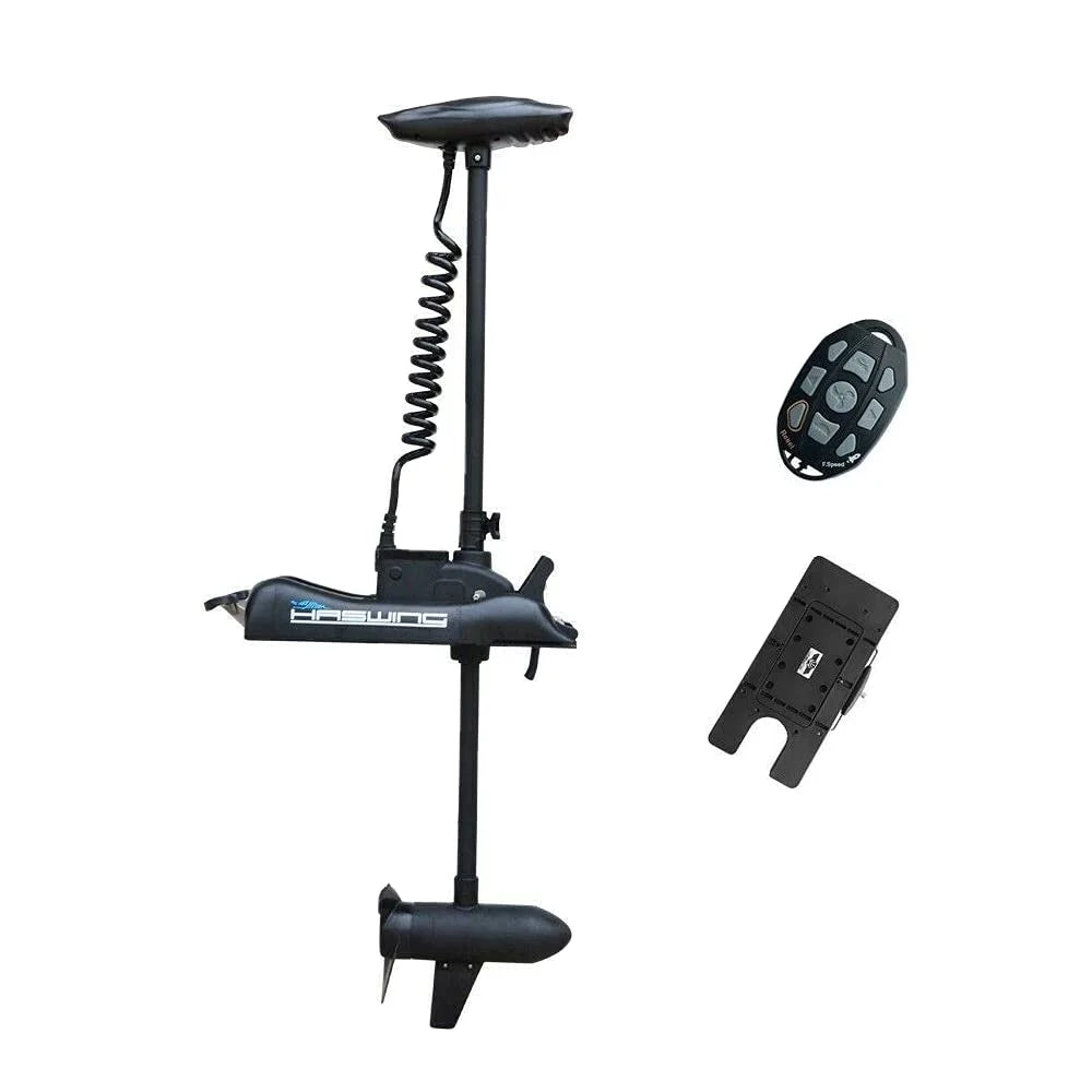 HASWING OUTDOOR Electric Trolling Motor 12V 55LB 48 Inch Shaft Cayman B Bow Mount Boat Fishing Saltwater Freshwater with Remote Control and Quick Release Bracket