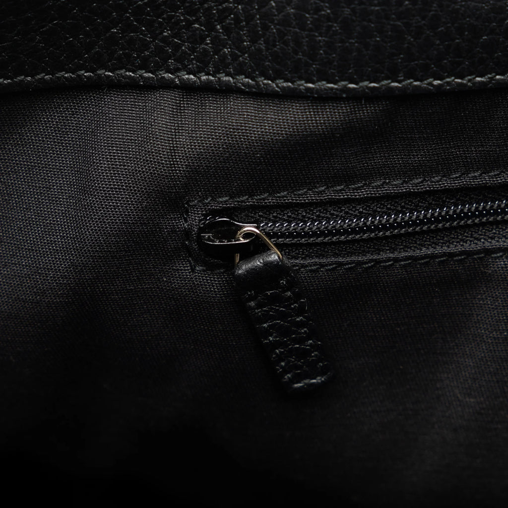 Secondhand Authenticated Gucci Bamboo Tassel Tote Calf Leather Black Tote Bag Unisex (Good)