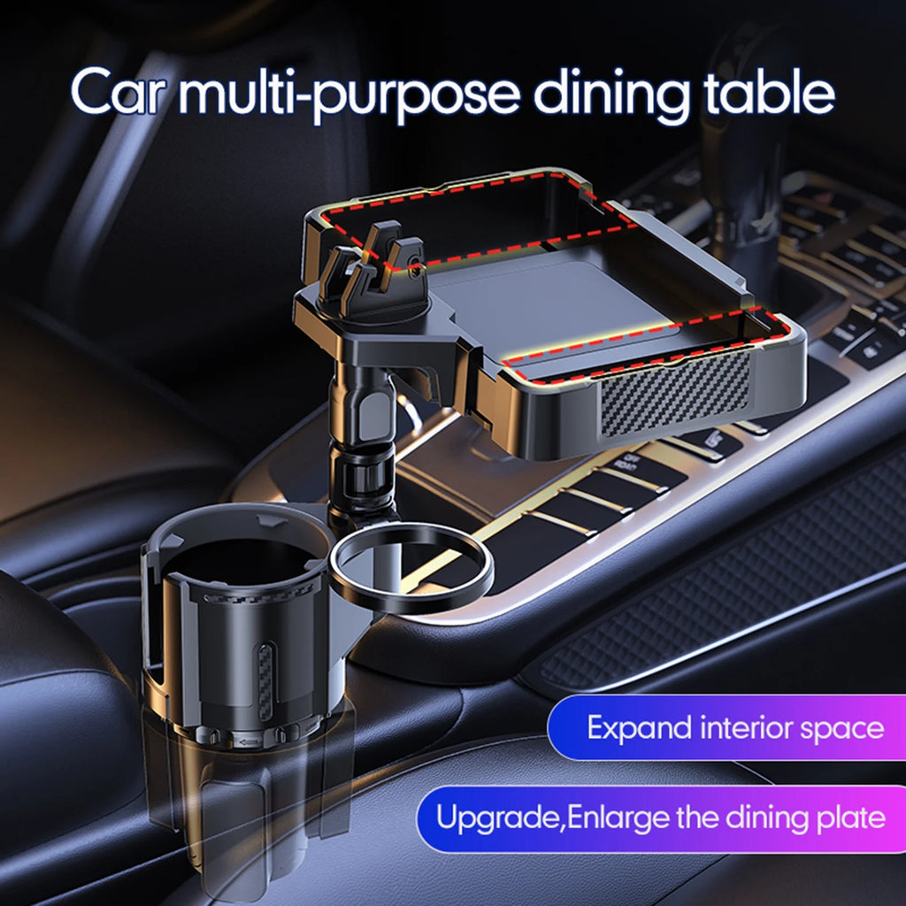 Anself Car Cup Holder Tray with Dual Holder 4IN1 Adjustable Drink Phone Snack Tray Expander
