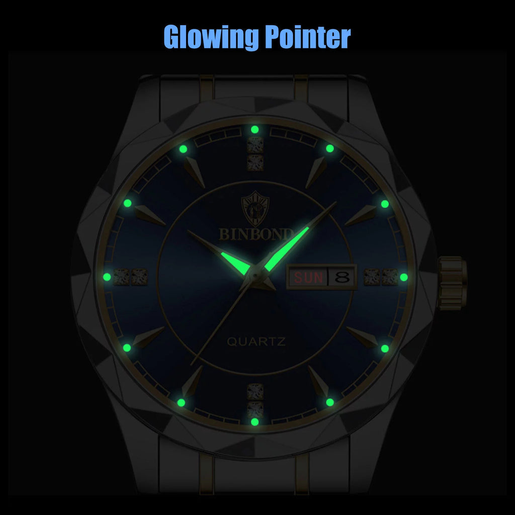Waterproof Men's Watch Classic Rust-resistant Metal Quartz Luminous Business Luxury