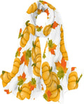 Hyjoy Pumpkins Maple Leaves Long Silk Neck Scarf Lightweight Shawl Wrap Scarves for Women Girls