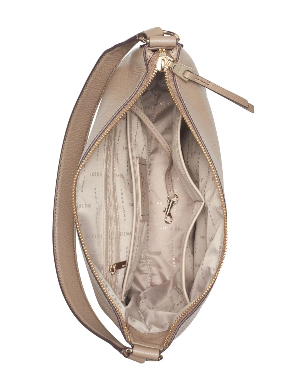 DKNY For Her Brown Leather Adjustable Strap Hobo Handbag Purse