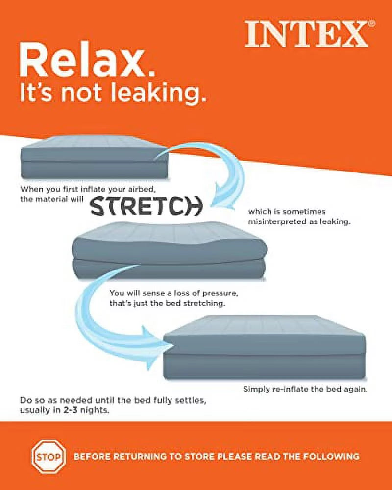 INTEX 64777E Dura-Beam Standard Prestige Air Mattress: Fiber-Tech – Twin Size – Hand-Held Battery Pump – 10in Bed Height – 300lb Weight Capacity,Green