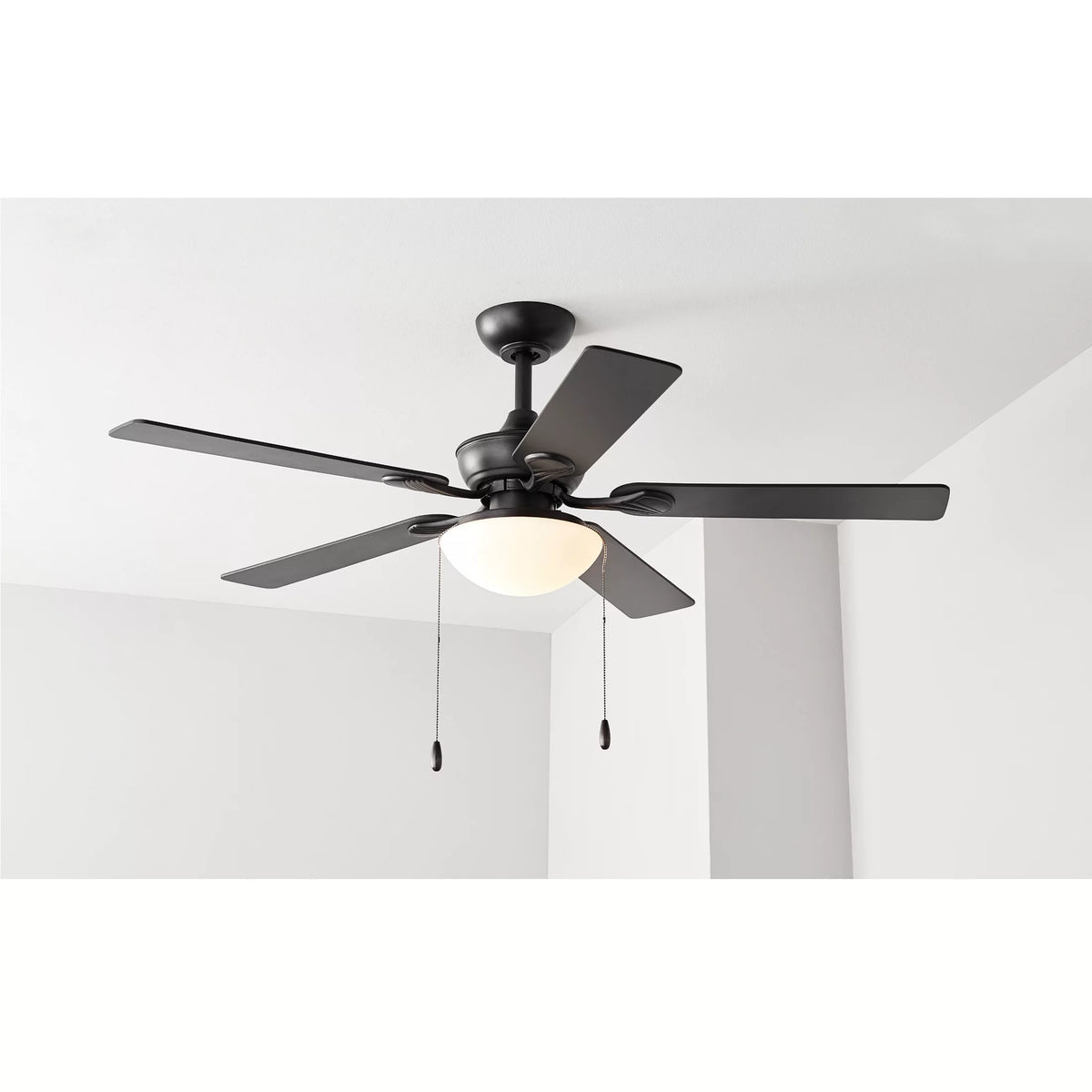 Mainstays 52" Indoor/Outdoor Black 5 Blade Reverse Airflow Ceiling Fan with 1 LED Light Bulb