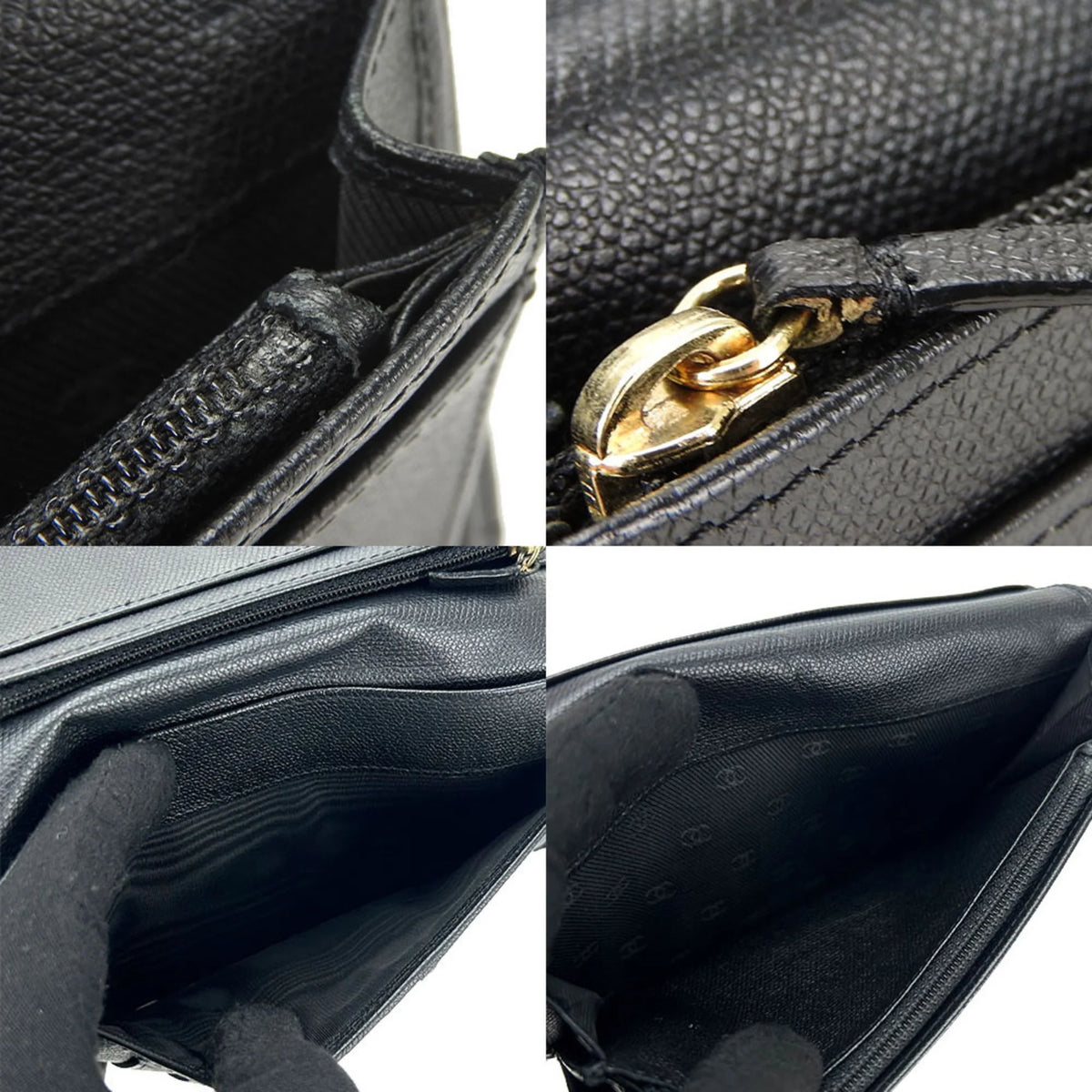 Secondhand CHANEL bifold long wallet A20904 1 Coco button black leather accessories ladies coco (Good)