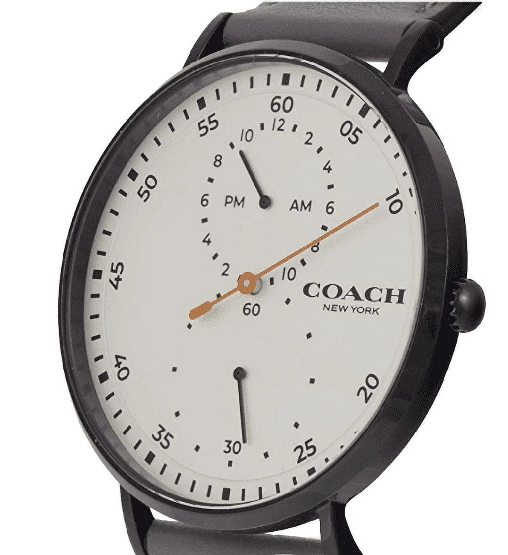 Coach 14602475 Charles Ivory Chronograph Dial Grey Leather Band Men's Watch
