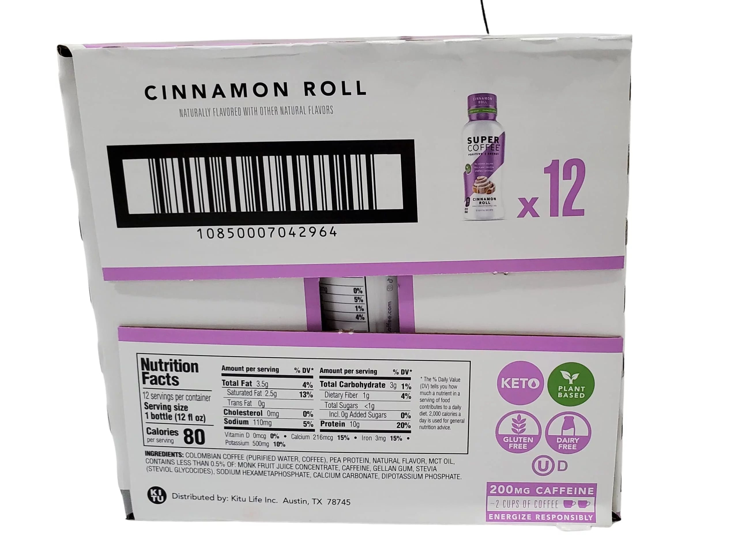 Ready to Drink Super Coffee 12 Ounce Bottles 12 pack Choose your Flavor (Cinnamon Roll)