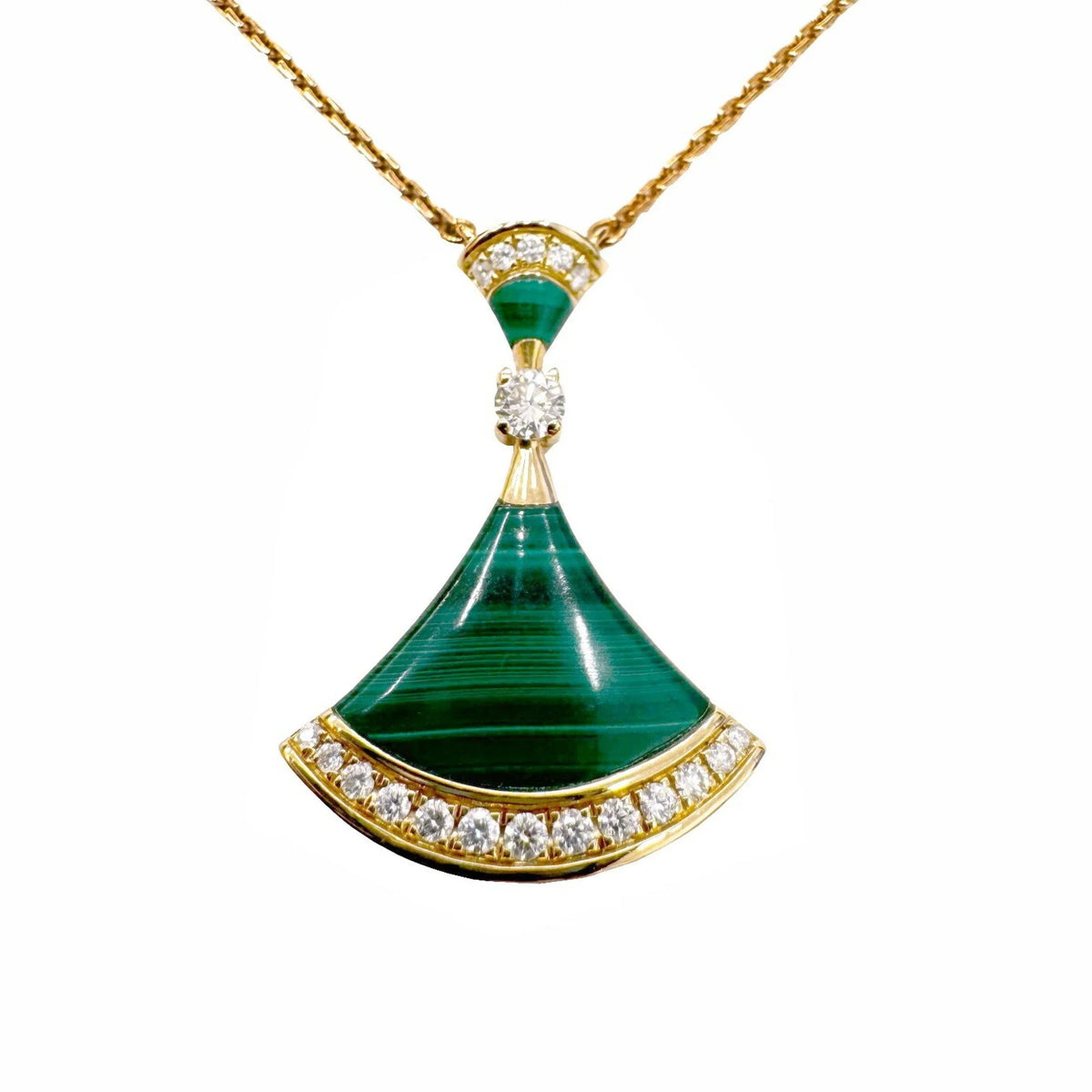 Used BVLGARI Bvlgari Diva Dream Necklace Malachite Diamond K18PG D0.28ct Pink Gold 7.3g Ladies Pendant (Good)