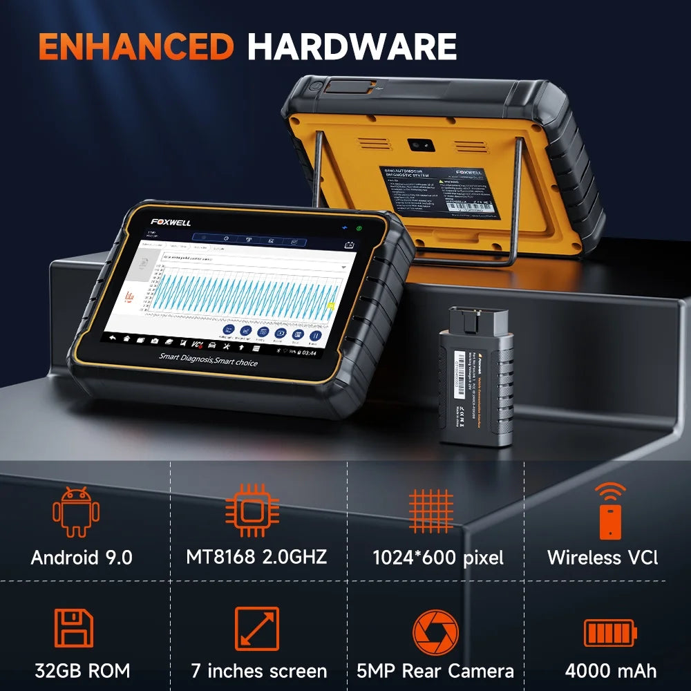 Foxwell GT60 Wireless Bluetooth Automotive Bi-directional Diagnostic Scanner 24+ Maintenance Services Full System OBD2 Scanner Code Reader for 12V Cars, EOBD OBD Scan Tool Vehicle Analyzer with Bag