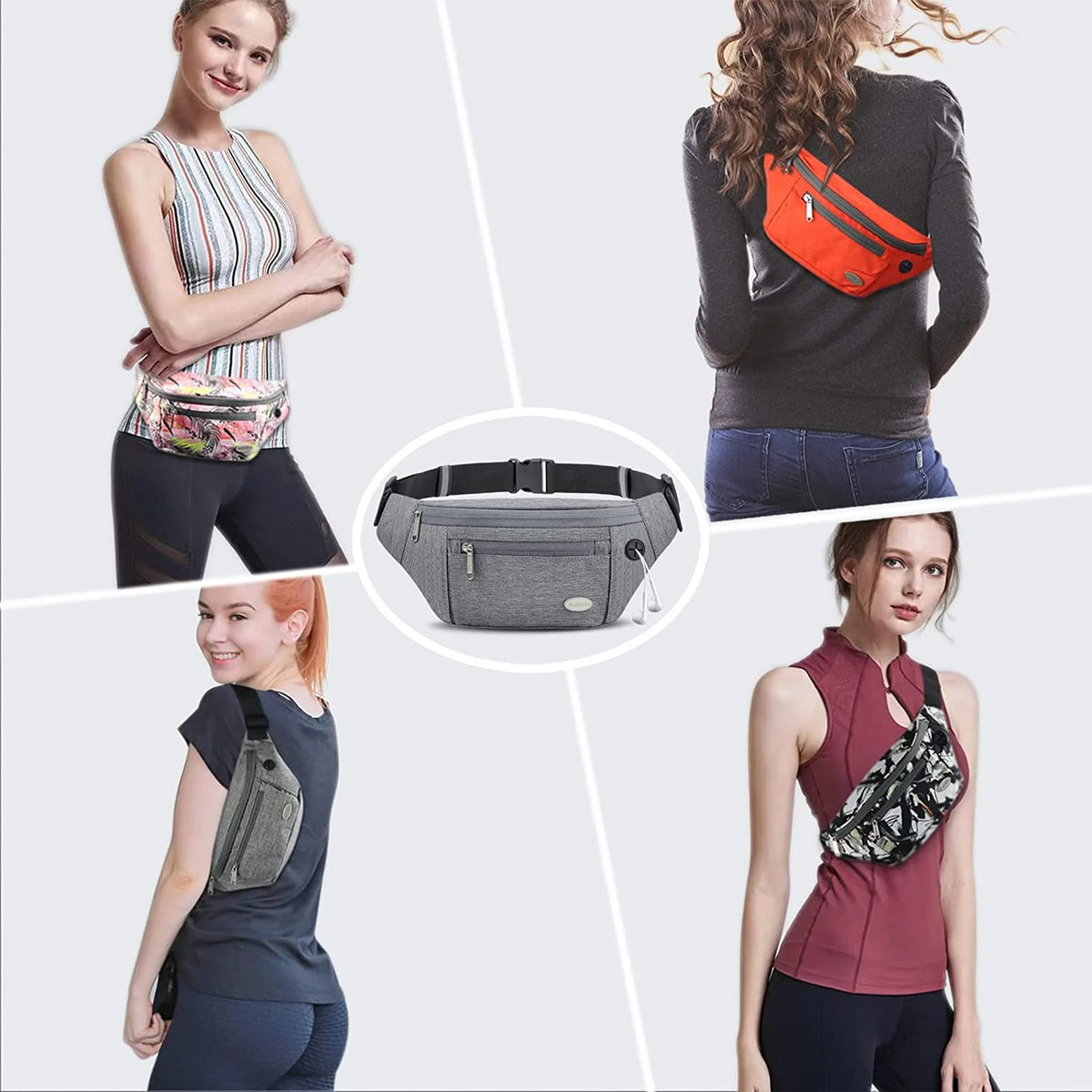 Entchin Fanny Pack for Women Men with 4-Zipper Pockets, premium fashion Waist Pack Crossbody Bum Bags for Hiking, Running, Travel, Cycling and Casual