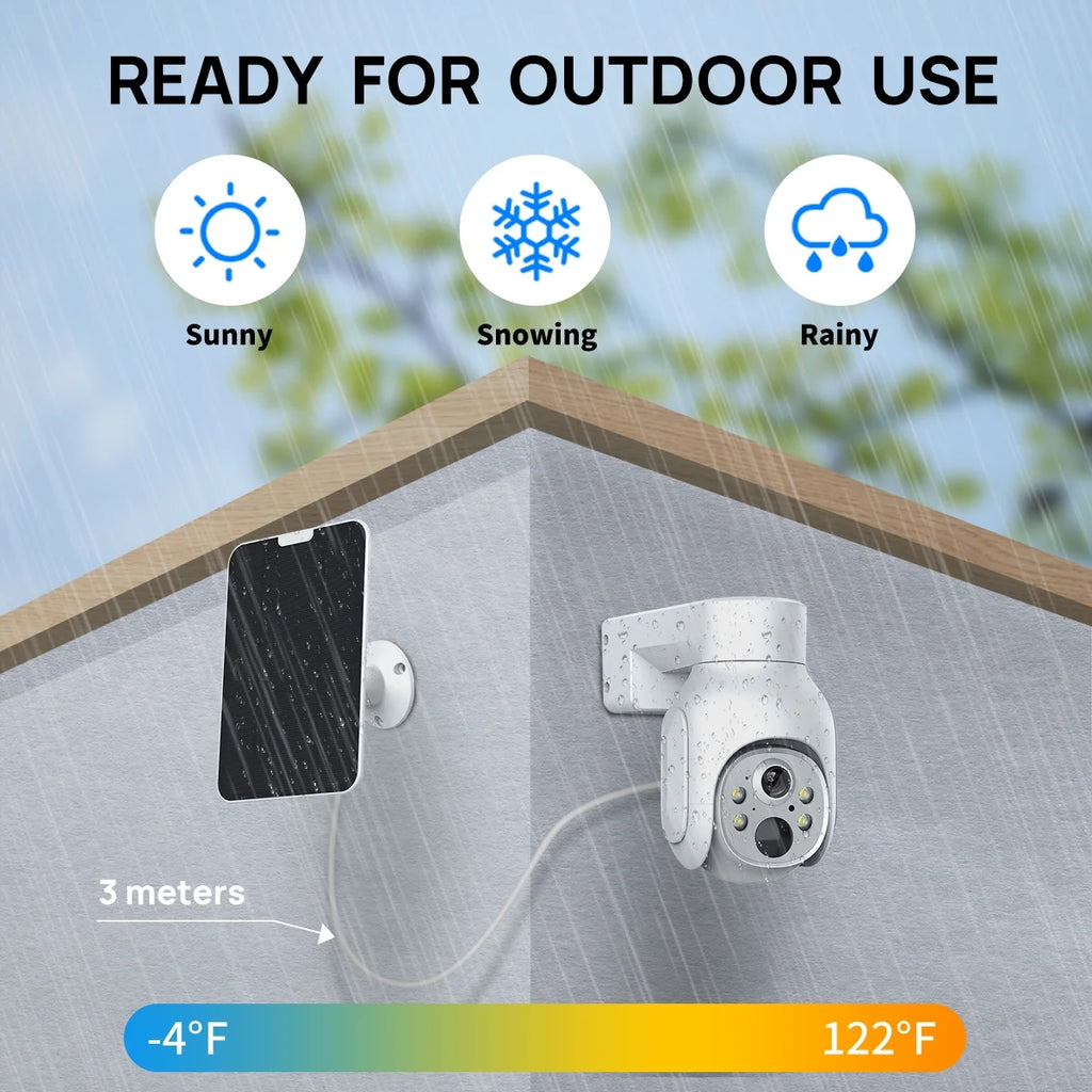 VIKVIZ CCTV System 2Pcs 4MP Rechargeable Battery WiFi PTZ IP Camera Kit with Solar Panels,4CH Base Station,Wireless Technology,Night Vision,Motion Detection