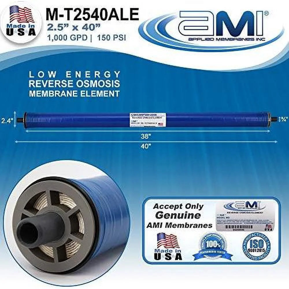 Low Energy Reverse Osmosis Membrane For Tap Water | 1,000 GPD At 150 Psi | 99% Rejection | Replacement RO Membrane |   M-T2540ALE