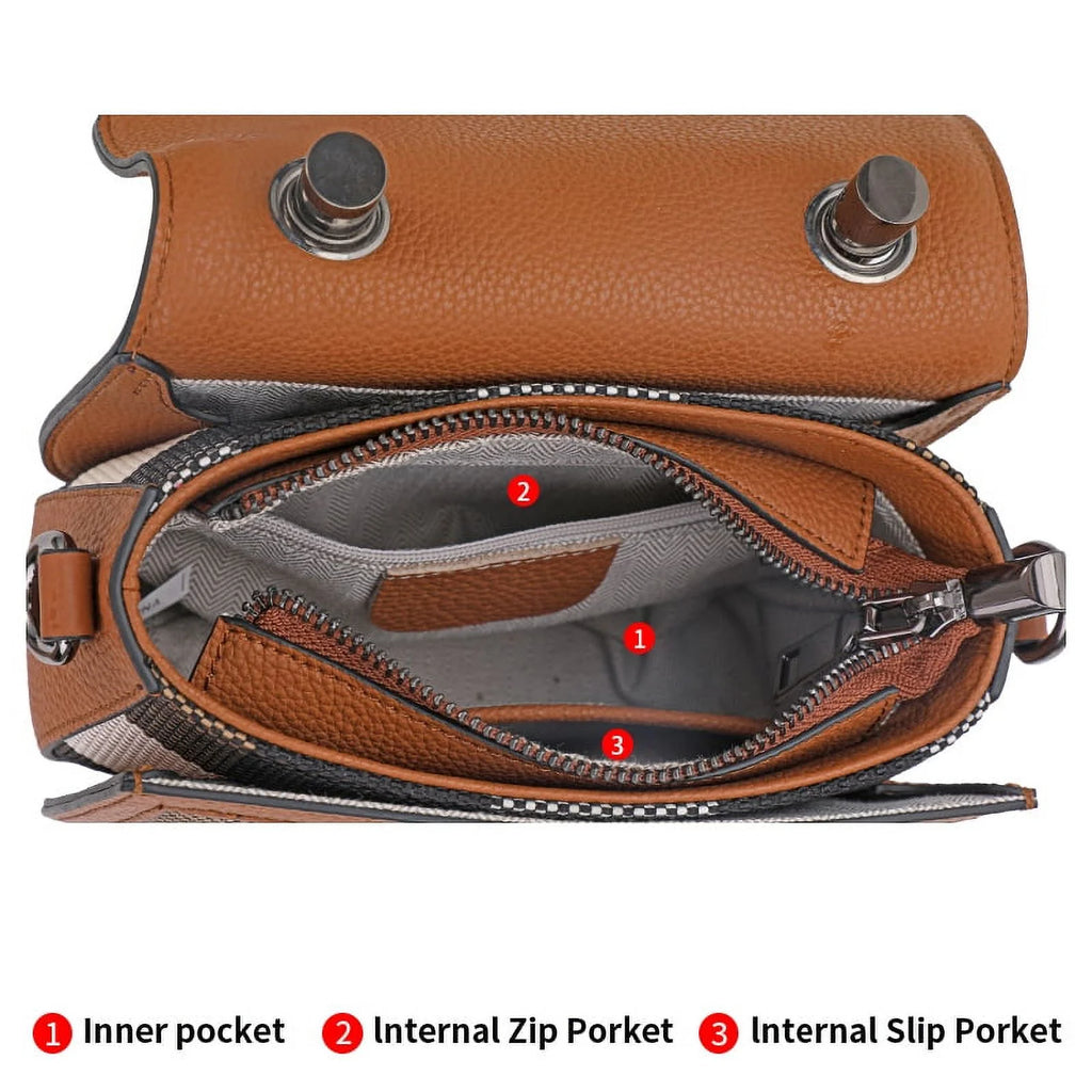 Aidrani   New Female One Shoulder Crossbody Bag Canvas with Cowhide Saddle Bag