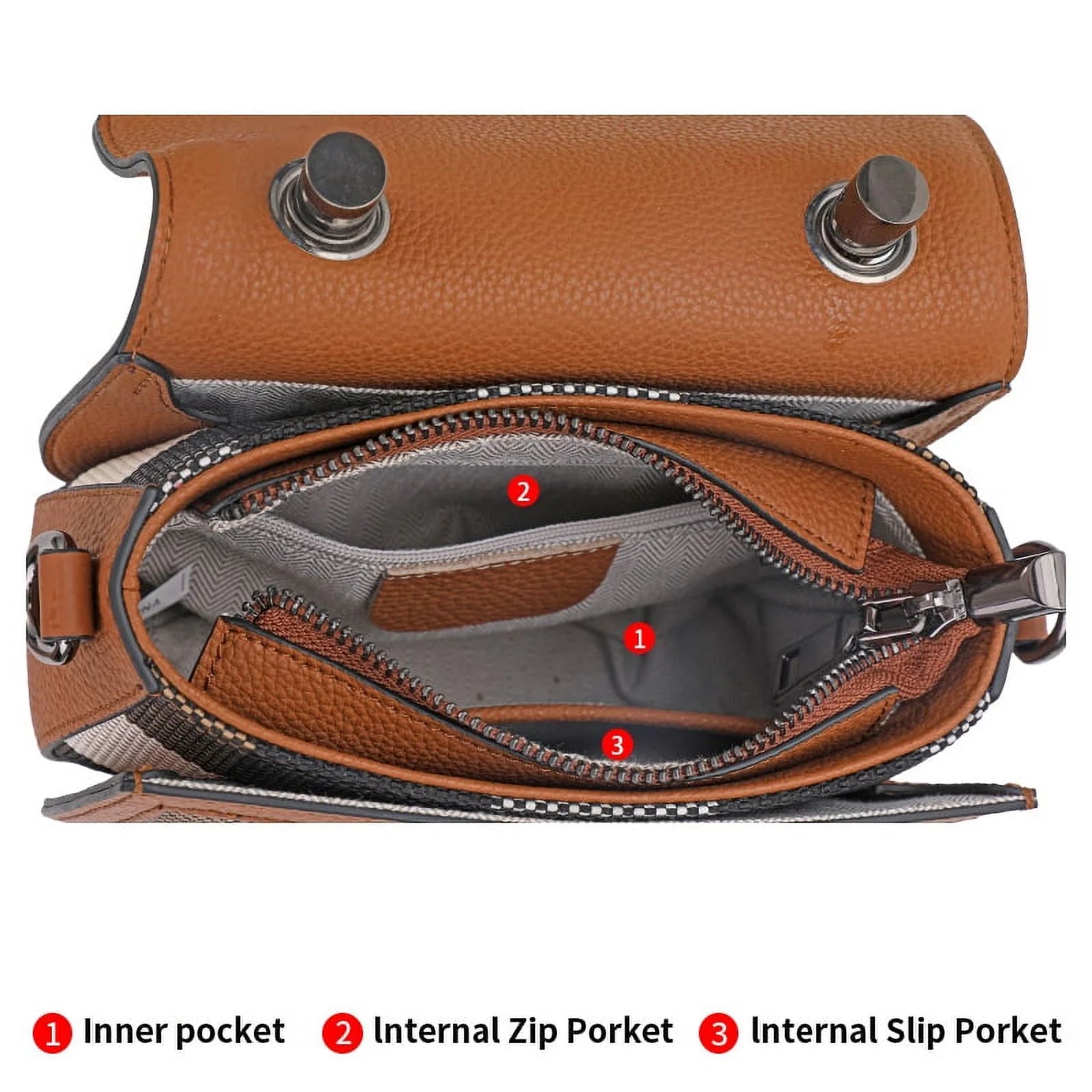 Aidrani   New Female One Shoulder Crossbody Bag Canvas with Cowhide Saddle Bag