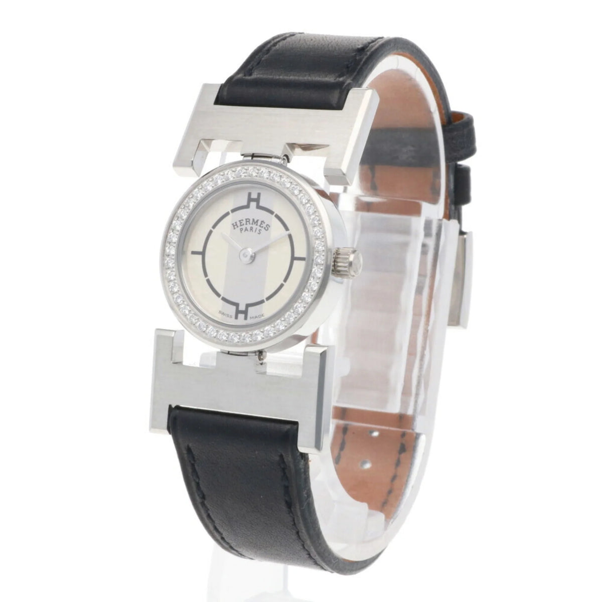 Previously Owned Hermes Paprika Watch Rust-resistant Alloy PA1.230 Quartz Ladies HERMES Diamond Bezel (Good)