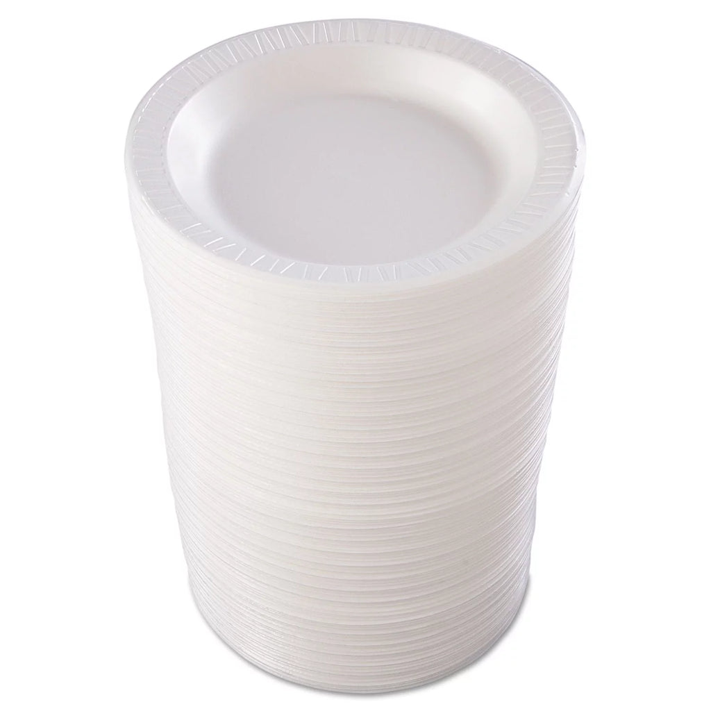 Dart Quiet Classic Laminated Foam Dinnerware, Plate, 10.25" dia, White, 125/Pack, 4 Packs/Carton