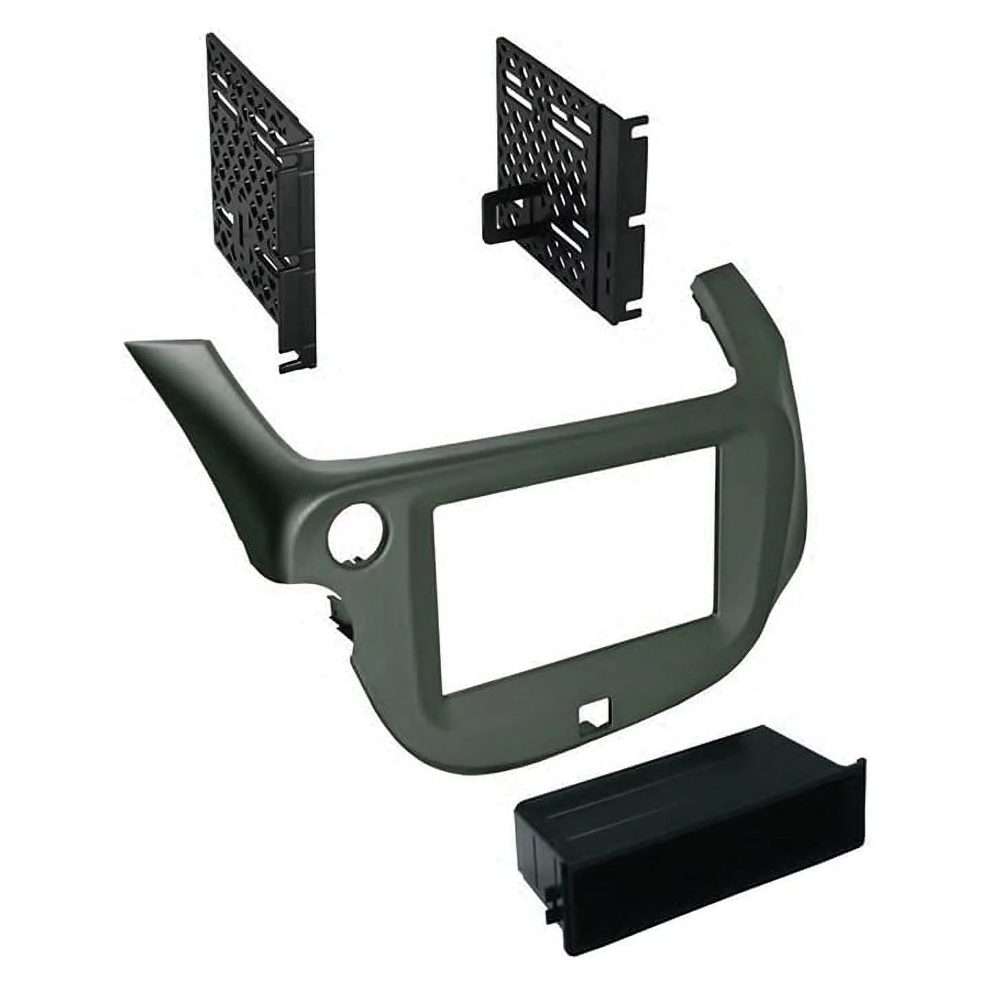Car Radio Stereo Single Double Din Silver Dash Kit Pocket for 2009-13 Honda Fit