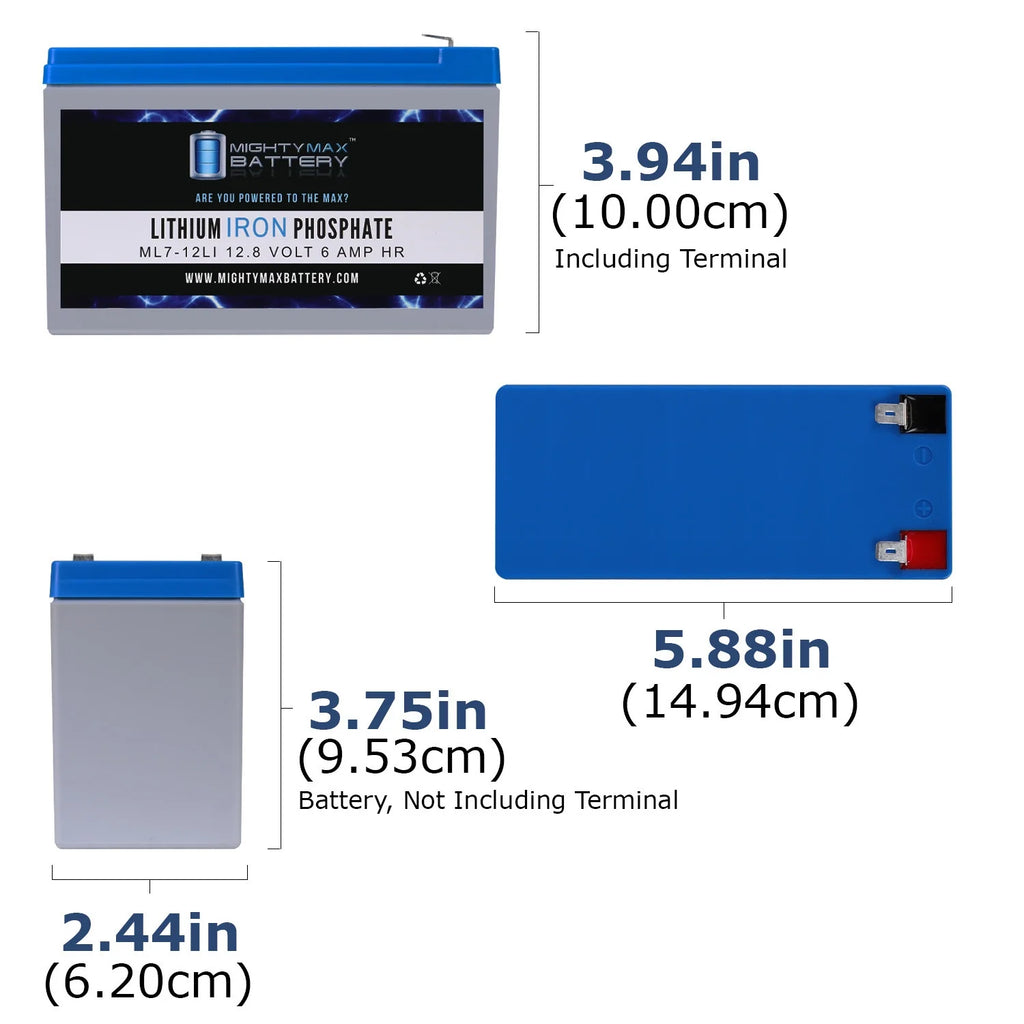 12V 7AH Lithium Replacement Battery Compatible with Dynacell WP6.512 - 3 Pack