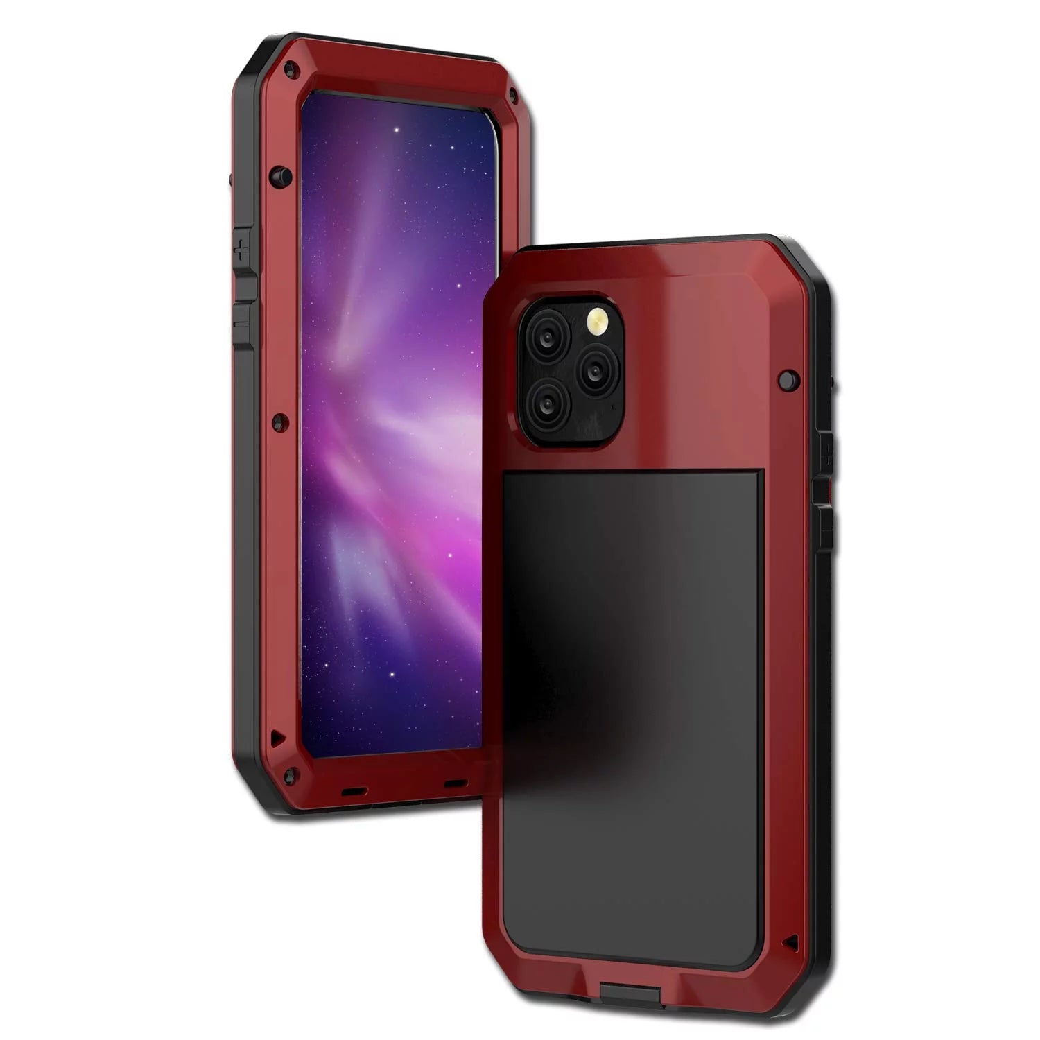 Gorilla Glass Aluminum Metal iPhone 13 Pro Case (Red) Heavy Duty Military Grade Shockproof and Scratch Resistant Protection, Rugged Outdoor Travel