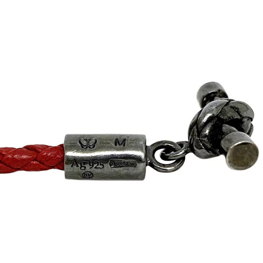 Secondhand Bottega Veneta Ec-14210 Leather,Silver 925 Charm Bracelet Red Color (Like New)