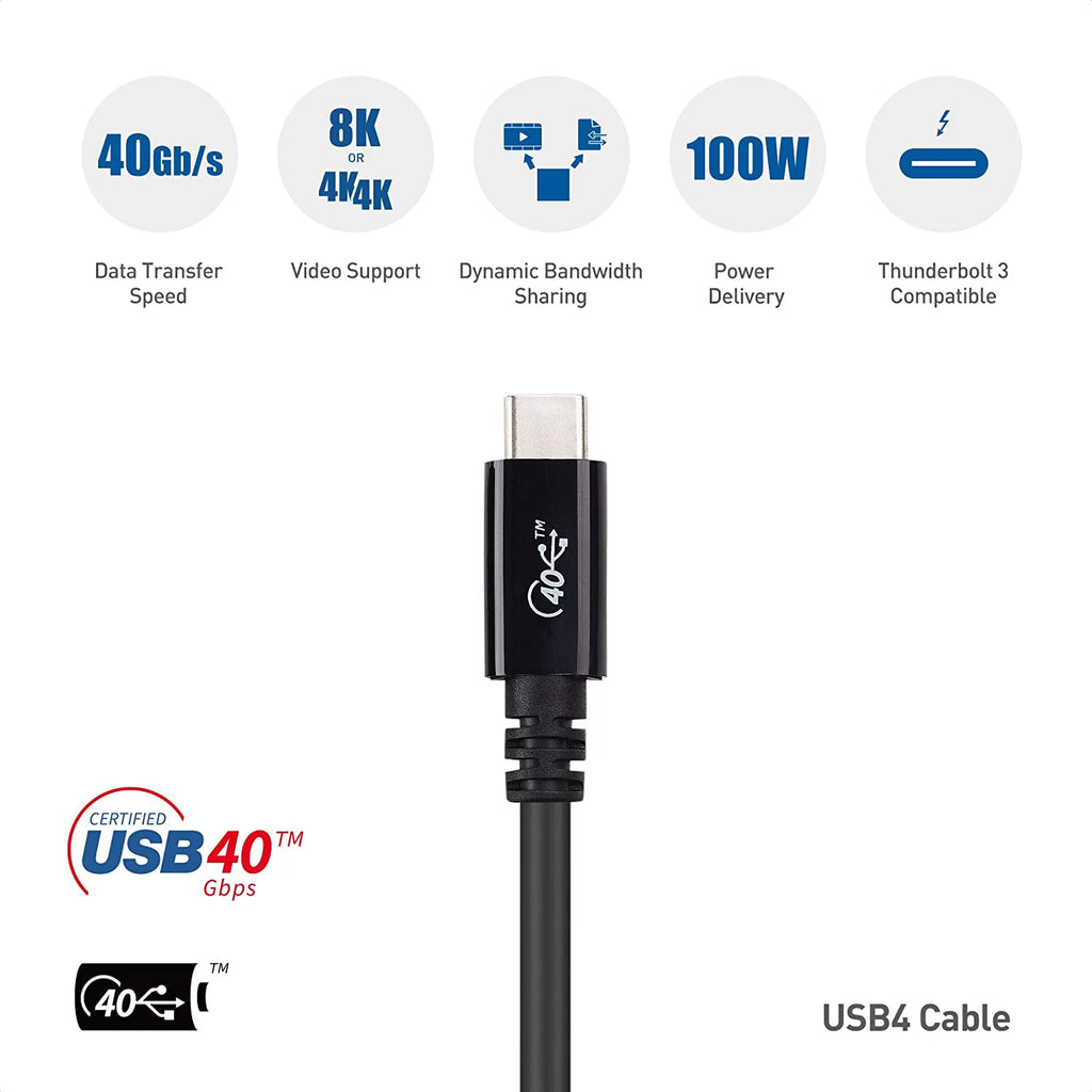 [USB-IF Certified] Cable Matters USB4 Cable 2.6 ft with 40Gbps Data, 8K Video Support, and 100W Charging, Compatible with Thunderbolt 4 Thunderbolt 3, USB C for MacBook, DELL XPS, Surface Pro and More