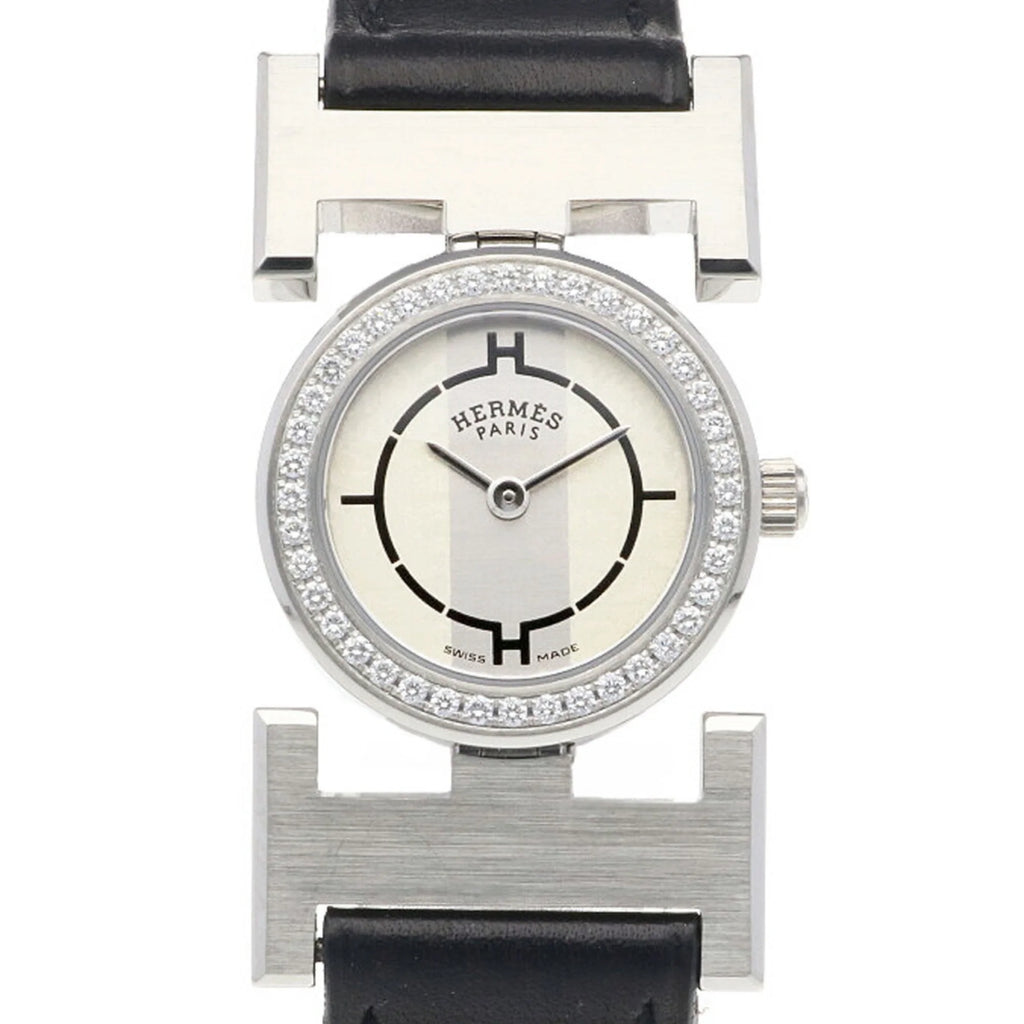 Previously Owned Hermes Paprika Watch Rust-resistant Alloy PA1.230 Quartz Ladies HERMES Diamond Bezel (Good)