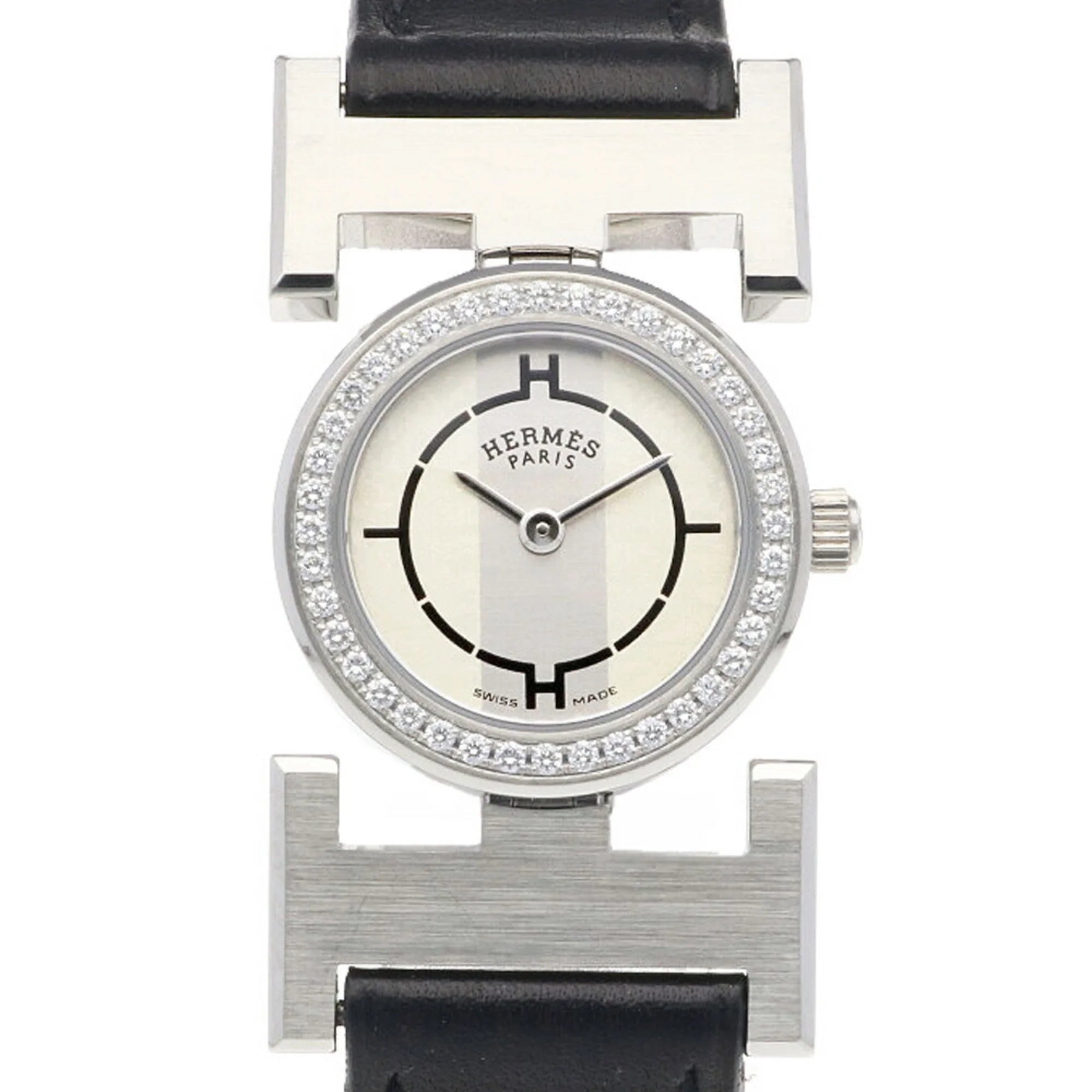 Previously Owned Hermes Paprika Watch Rust-resistant Alloy PA1.230 Quartz Ladies HERMES Diamond Bezel (Good)